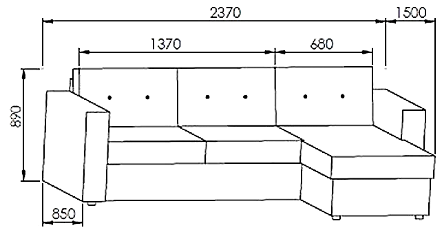 Dania straight  — dimensions drawing